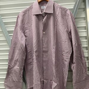 Men's Checkered Shirt - Maroon and White